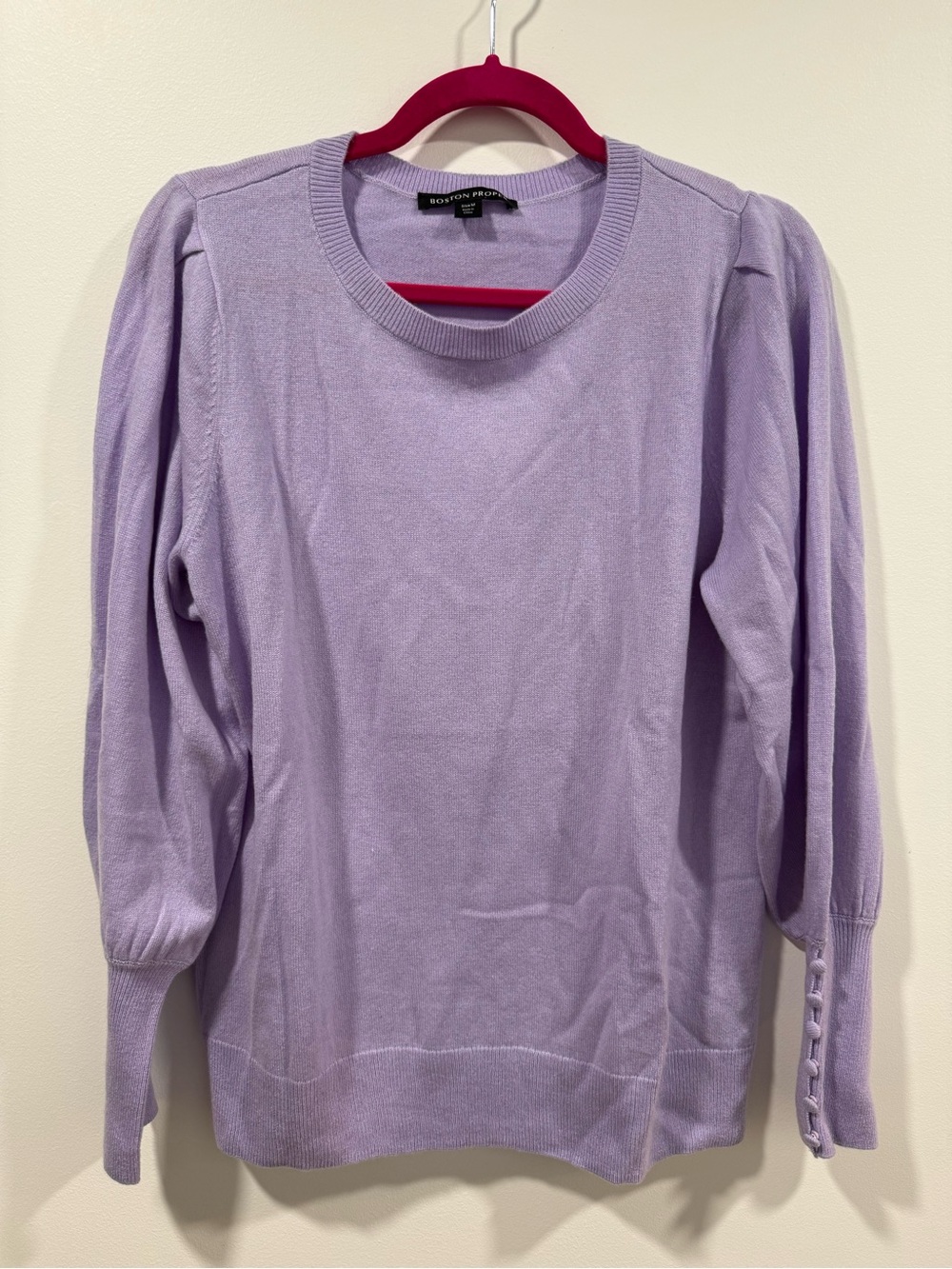 Boston Proper 100% Cashmere Lavender Crewneck Sweater Size M